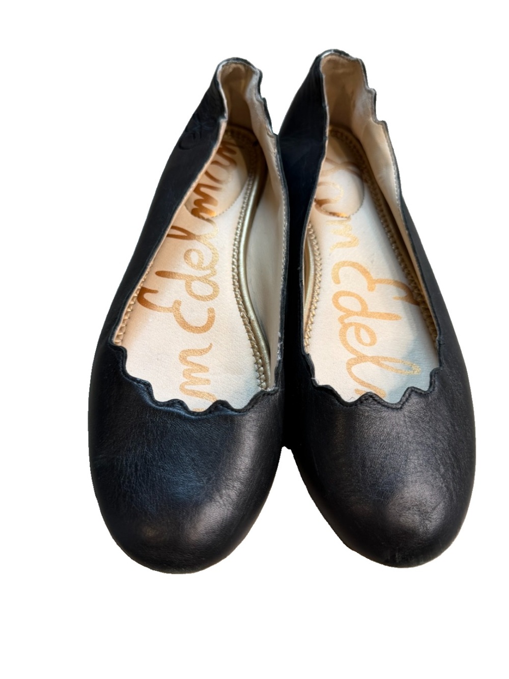 Sam Edelman finnegan ballet flat size 7.5 Black Shoes Scalloped Edges S6
